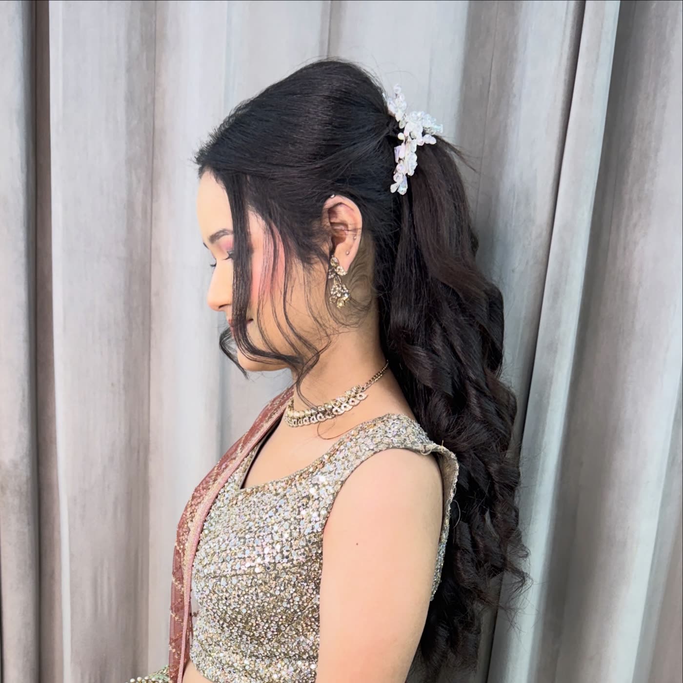 Half-up hairstyle